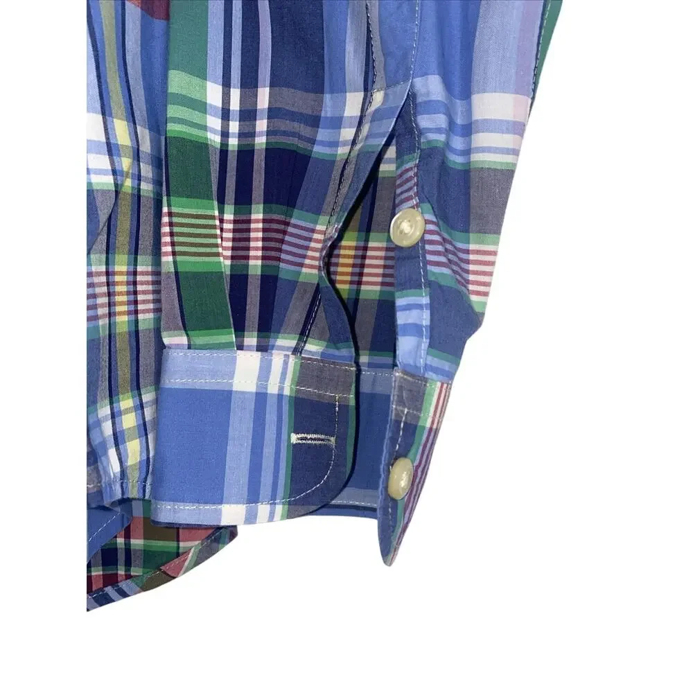 Ralph Lauren Natural Blue Plaid shirt size large 14/16 Button Down L/S